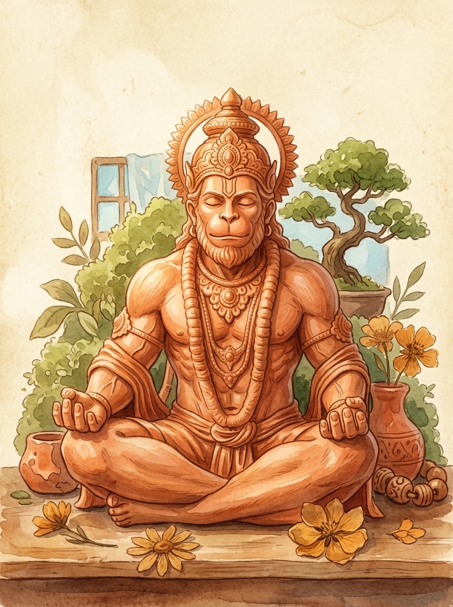 Meditating Hanuman Ji Idol